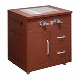 thumbnail of Set cucina da esterno Oviala a 6 pezzi con modulo cottura, acciaio, 96 x 524 x 66 cm, finitura mattone