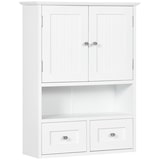 thumbnail of kleankin armario de pared para baño armario colgante mueble suspendido de baño con 2 puertas y 2 cajones para cocina estilo moderno 50,8x17,8x66 cm