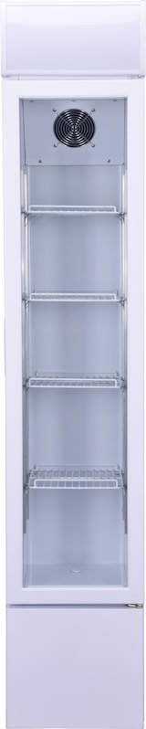 thumbnail of Kühlschrank STERLET | 1x Glastür + LED & Display | 105 Liter, HxBxT 188x36x42,2cm | -2/+10°C | Weiß | + CHEFGASTRO Geschirrtuch
