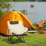 thumbnail of Campingstuhl faltbar mit Tragetasche und Seitentasche Weiß 66x61x54 cm Stahlgestell wetterabweisender Sitz für Garten Strand Pool