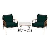 thumbnail of METRO PROFESSIONAL Outdoor Sofa Lounge-Set, 3-tlg., Stahl/Polyester, 2 Sessel, 1 Tisch, olive/gold