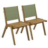 thumbnail of Lot de 2 chaises de terrasse en eucalyptus et textilène vert cactus