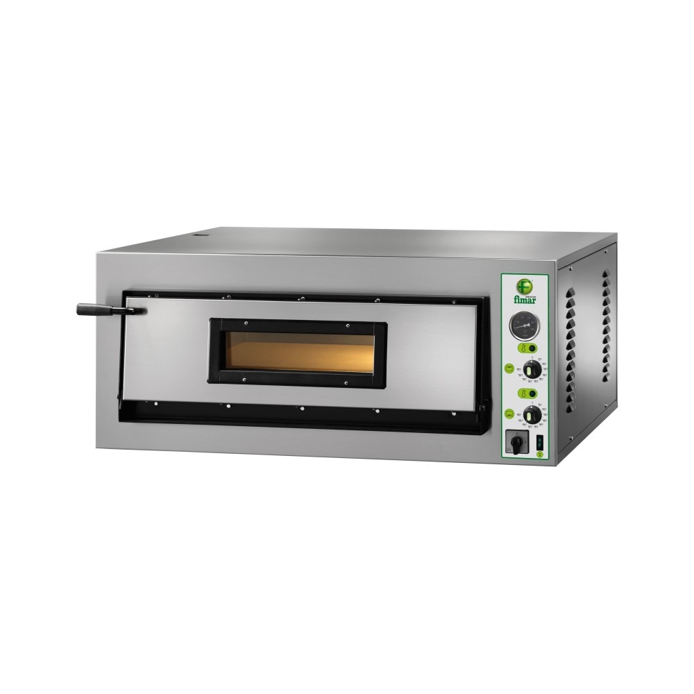 Forno pizza elettrico con 1 camera da cm.72x108x14h, 2 termostati regolabili per suola e cielo, temperatura da +50° a +500°C, V.230/1 - mod.FML6/M