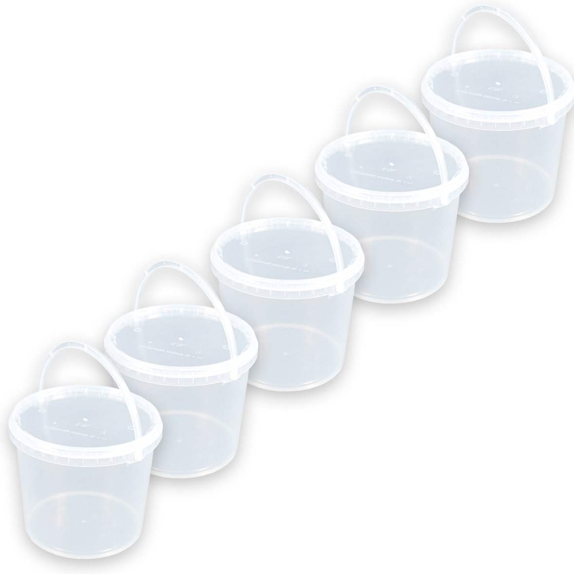 Eimer Deckel lebensmittelecht 3,3 L Liter leer farblos Henkel Kunststoff Set 80 Stück