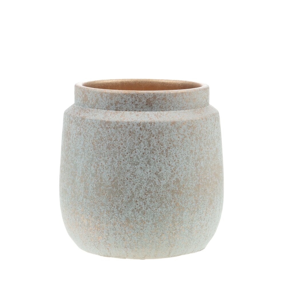 Vase Galassia blanc et or 20 cm -  Rond Terre Cuite Lou De Castellane 19x19 cm