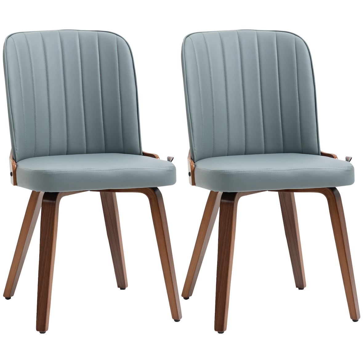 HOMCOM Juego de 2 Sillas de Comedor Modernas Sillas de Cocina con Asiento Tapizado en PU Cuero y Patas de Madera Carga 120 kg 47,5x55x85 cm Gris