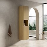 thumbnail of Badezimmer Wandschrank Golden Eiche 160x35x35 cm mit 2 Türen offenem Fach verstellbaren Böden Soft Close Scharnieren aus Sperrholz