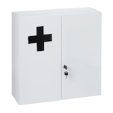thumbnail of Relaxdays Medizinschrank XXL, abschließbar, 11 Fächer, Stahl, HBT: 53,5x53x19 cm, Arzneischrank 2-türig, weiß/schearz