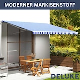 thumbnail of DELUKE® Markisenbespannung Markisenstoff Wasserabweisend Reißfest Blau-Weiß, für 300x250cm Rahmen Markise mit Volant Markisen Ersatzstoff Markisentuch