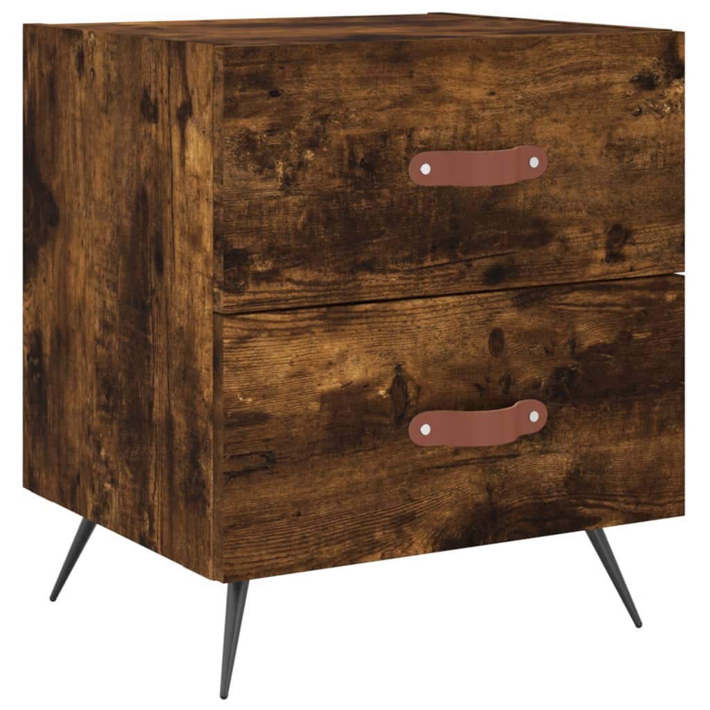 Table de chevet chêne fumé 40x35x47,5 cm bois d’ingénierie – Modèle Origine