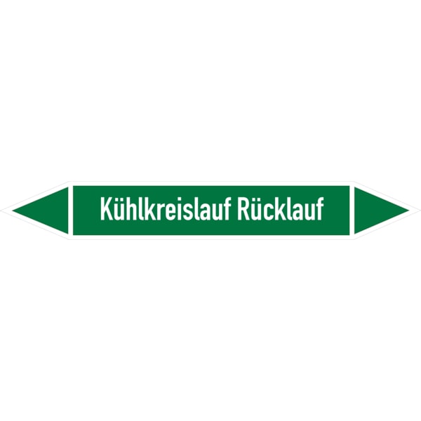 Rohrleitungskennzeichen Kühlkreislauf Rücklauf - 100x15 mm Folie selbstklebend