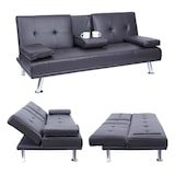 thumbnail of Décoshop26 - Dreisitzer-Schlafsofa mit ausklappbaren Getränkehaltern verstellbarer Rückenlehne 166 x 97 cm braunes Kunstleder 04_0010967