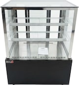 thumbnail of Romux® Kühlvitrine für Konditorei Quadratisch Standgerät 2 Böden Schwarz 520 Liter Umluftkühlung | Kühlvitrine Gerade Glasscheiben