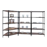 thumbnail of Maderclick Metalen hoekrek zonder schroeven 5 planken + 2 Maderclick planken. Antraciet/hout kleur 1800x1800x300 mm