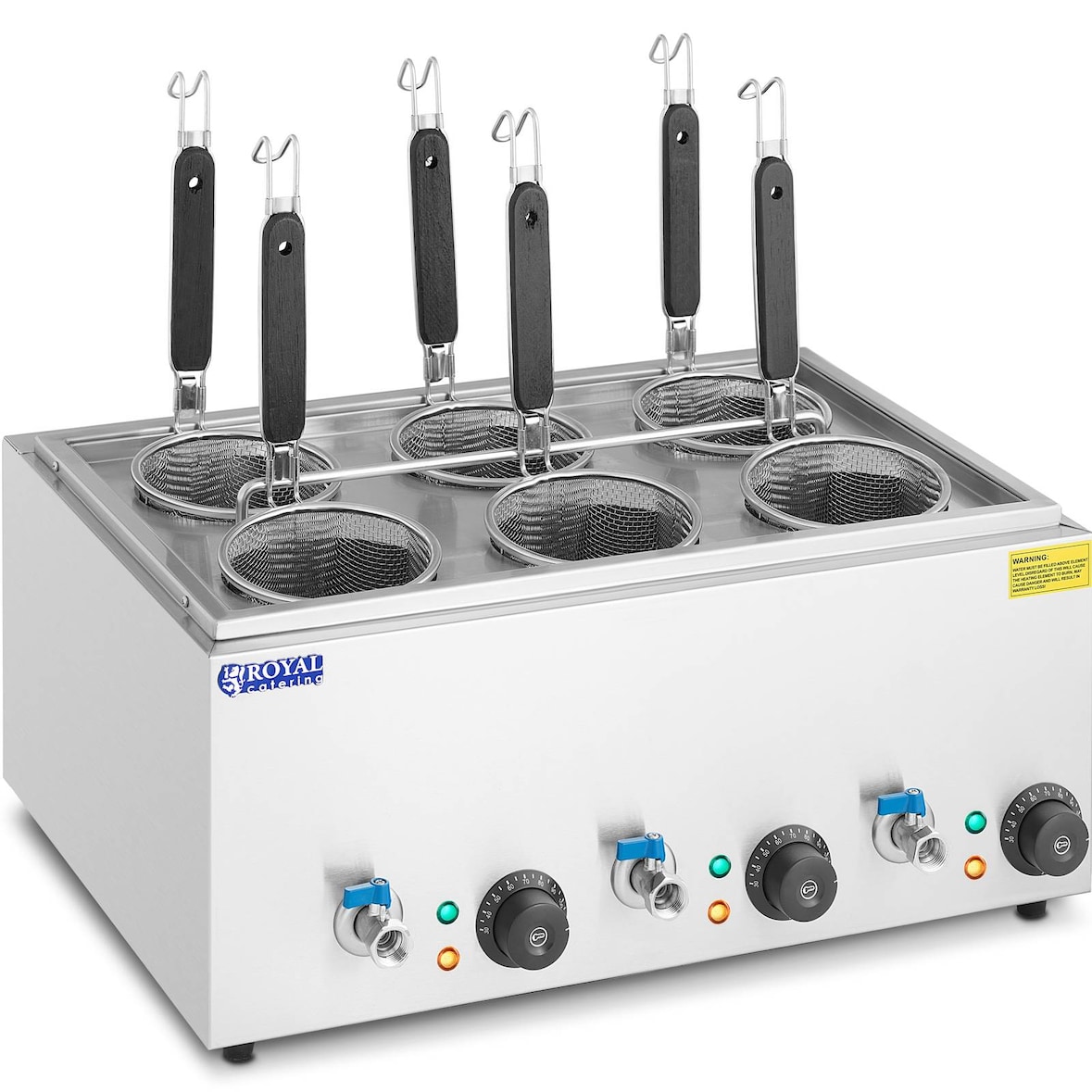 Royal Catering - Royal Catering RC-PM006 Cuiseur à pâtes cuiseur de pâtes cuiseur (6 paniers, Puissance : 3 000 W, Plage de température : 30 - 110