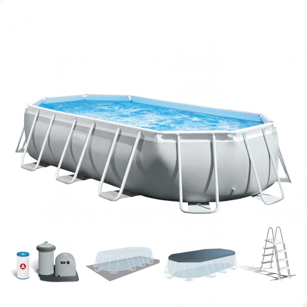 Piscina desmontable ovalada prism frame intex 503x274x122 cm con depuradora