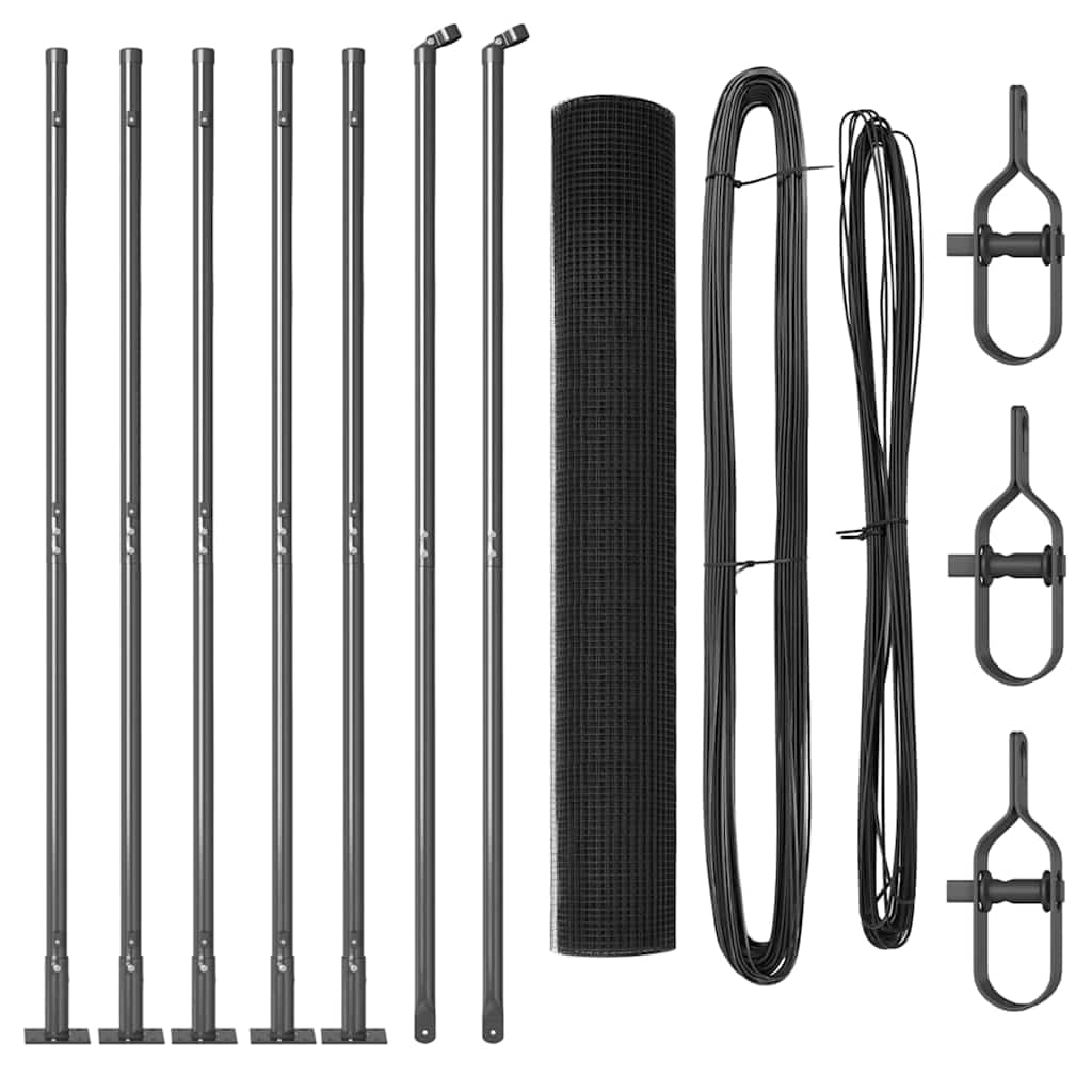 vidaXL Zaunpfosten Grau 10 x 0,8 m (19 x 19 mm Maschen) Stahl und PVC