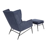 thumbnail of Lounge-Sessel mit Ottomane HWC-L62, Sessel Polstersessel Cocktailsessel Hocker, Stoff/Textil ~ blau