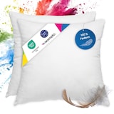 thumbnail of 2 Stück / 2er Set Federkissen 100% Federn 50x50 - 600g OEKO-TEX Kissen / Füllkissen mit Bezug aus 100% Baumwolle weiß / Innenkissen / Kissenfüllung /