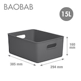 thumbnail of TATAY Baobab - Set de 2 Cajas Organizadoras 15L con Tapa en Plástico PP05. Gris Antracita