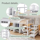 thumbnail of Hochbett 140x200 mit Kleiderschrank, Regalen, Schreibtisch und Ablageleiter, Weiß – Multifunktionales Bett für zimmer