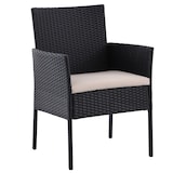 thumbnail of aro Salotto da esterno 4 pezzi, acciaio/vetro/poliestere, 2 poltrone singole, 1 divano a 2 posti, 1 tavolino, nero/beige