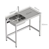 thumbnail of Barkastspoelbak met uitsparing voor glazenspoeler, kraan inbegrepen, spoelbak aan de linkerkant | 850 x 1000 x 500 mm roestvrij staal | Gasfrit