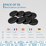 thumbnail of Tappi metallici universali neri 58mm - 50 pezzi per barattoli di conserve e marmellate