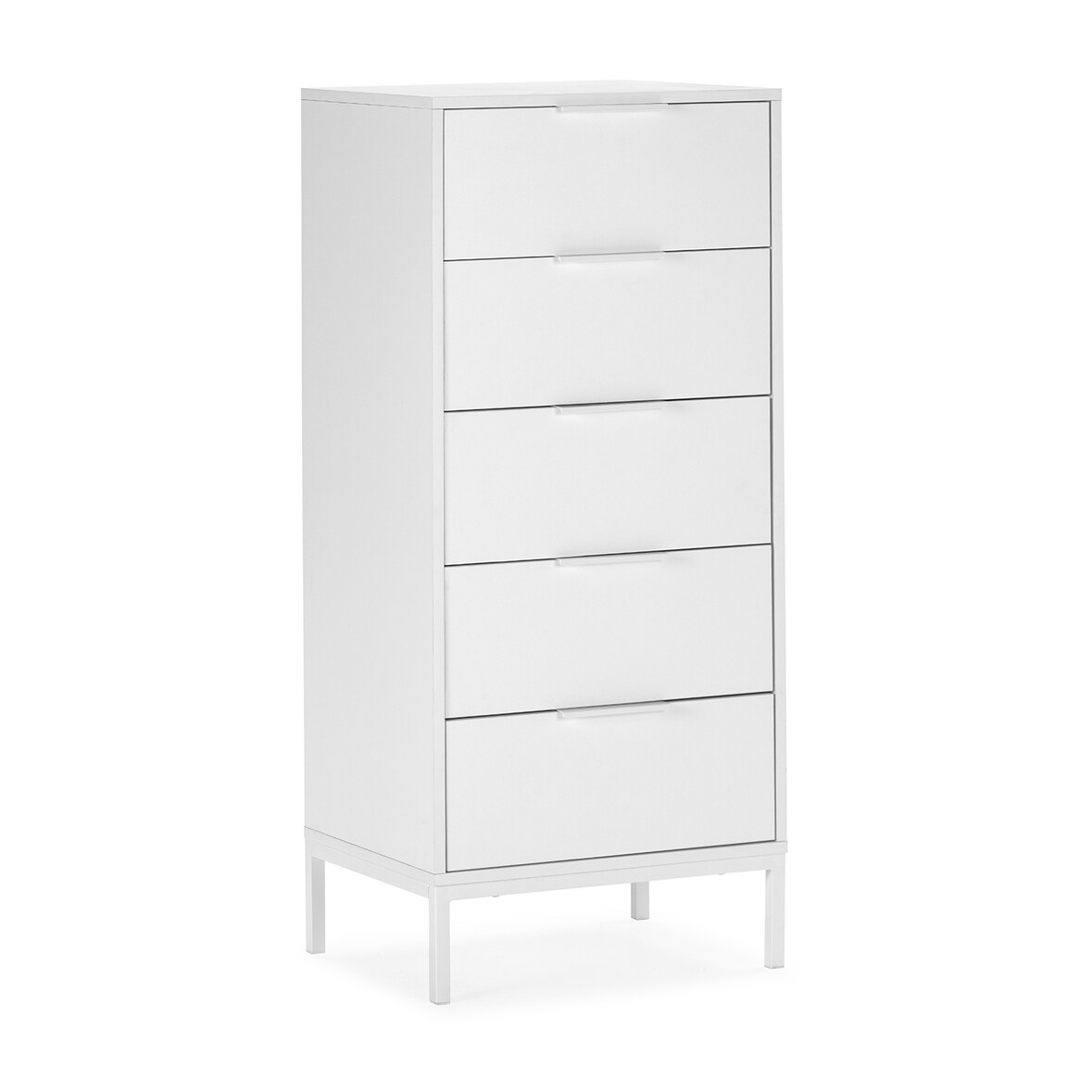 Commode haute Auri 5 tiroirs couleur Blanc