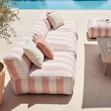 thumbnail of Salon de jardin modulable avec 3 chauffeuses et 1 pouf rayé poudré