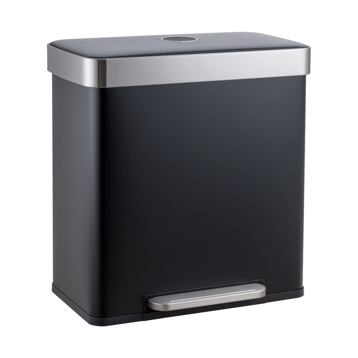 SVITA LT2X30 Mülleimer 60l Treteimer Tretmülleimer Abfalleimer 2 Fächer freistehend mit Deckel inkl. Inneneimer Schwarz
