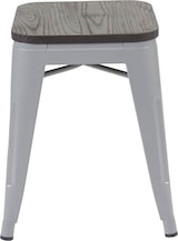 thumbnail of 6er-Set Hocker HWC-A73 inkl. Holz-Sitzfläche, Metallhocker Sitzhocker, Metall Industriedesign stapelbar ~ grau