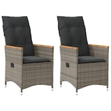 thumbnail of vidaXL Tuinstoelen 2 st verstelbaar met kussens poly rattan grijs