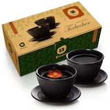 thumbnail of Bonvivre® Teetassen + Untersetzer aus emailliertem Gusseisen - 2er Set | Asiatische Teebecher mit Untertassen - Füllmenge je 100 ml