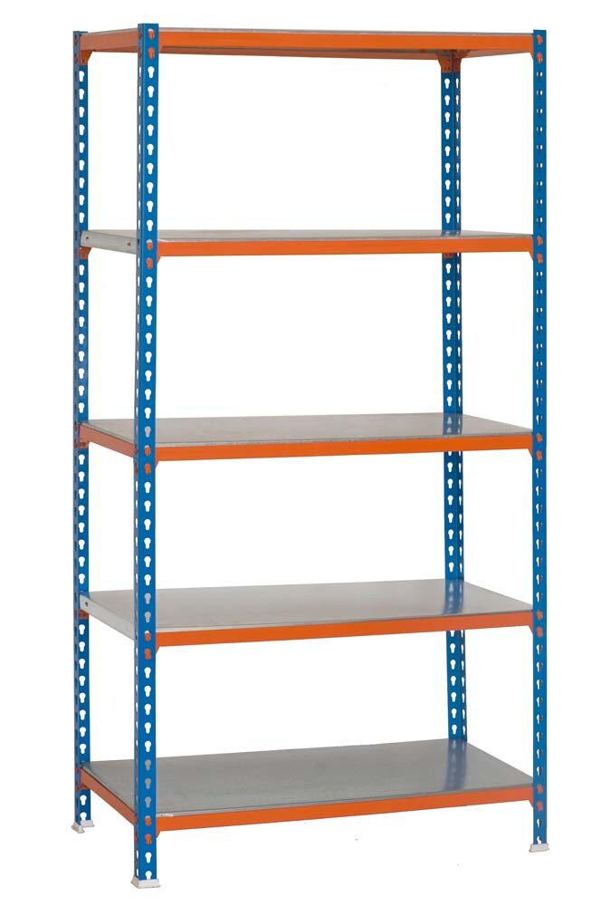 PROREGAL Schwerlastregal Big Metal Shark | HxBxT 200x100x40cm| Fachlast 180kg | Blau-Orange