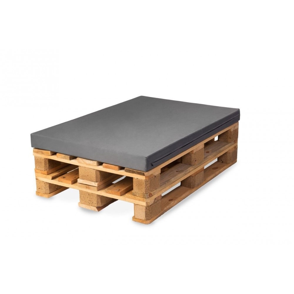 TexDeko Palettenkissen für Europalette 120x80x10cm Wasser-& Schmutzabweisend, abnehmbarer Bezug mit Reißverschluss, waschbar (Grau)