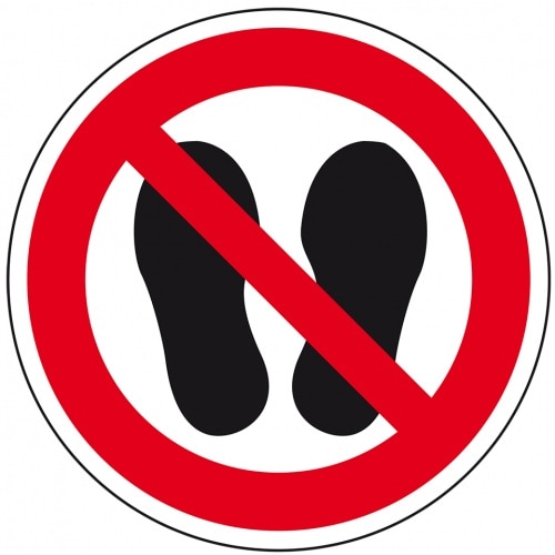 Aufkleber I Verbotsschild Betreten der Fläche verboten, Folie, selbstklebend, Ø 200mm, ASR A1.3, DIN EN ISO 7010 P024