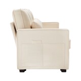 thumbnail of Merax 4-Sitzer-Sofa aus Leinenstoff, mit Armlehnentaschen und 4 Kissen, Sofa im einfachen Stil, geeignet für Wohnzimmer, Wohnung und Büro, Beige