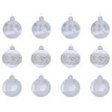 thumbnail of 12 Weihnachtskugeln 8cm Glas mit Motiv Christbaumkugeln klar weiß transparent