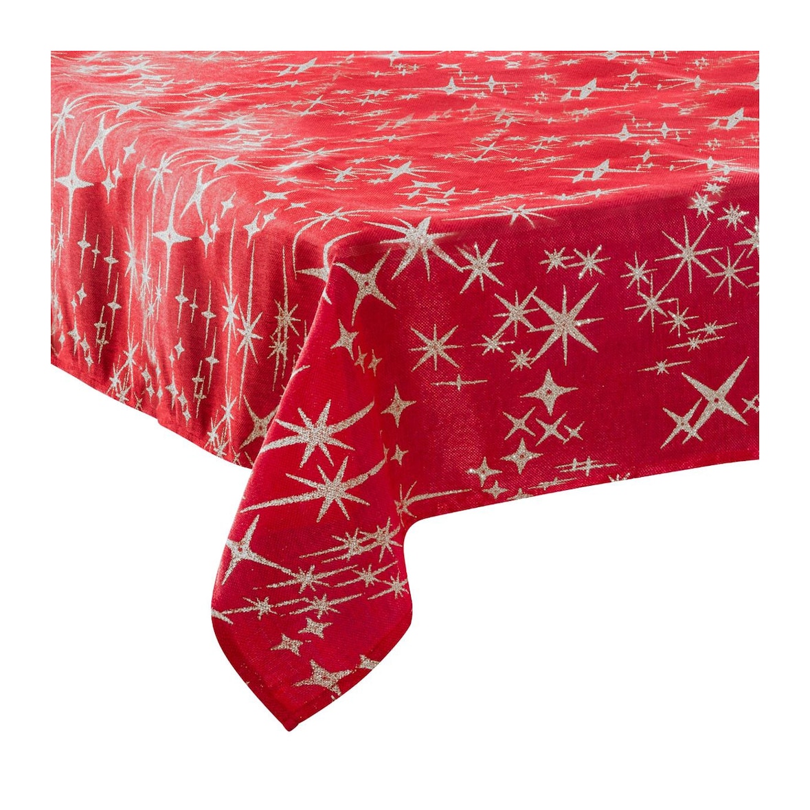 Nappe de Fêtes Canevas Rouge & Etoiles pailletées 140 x 360 cm