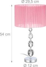 thumbnail of Relaxdays Tischlampe, Nachttischlampe im Kristalldesign, HxD: 54 x 29,5 cm, E27 Fassung, Tischleuchte mit Schirm, rosa