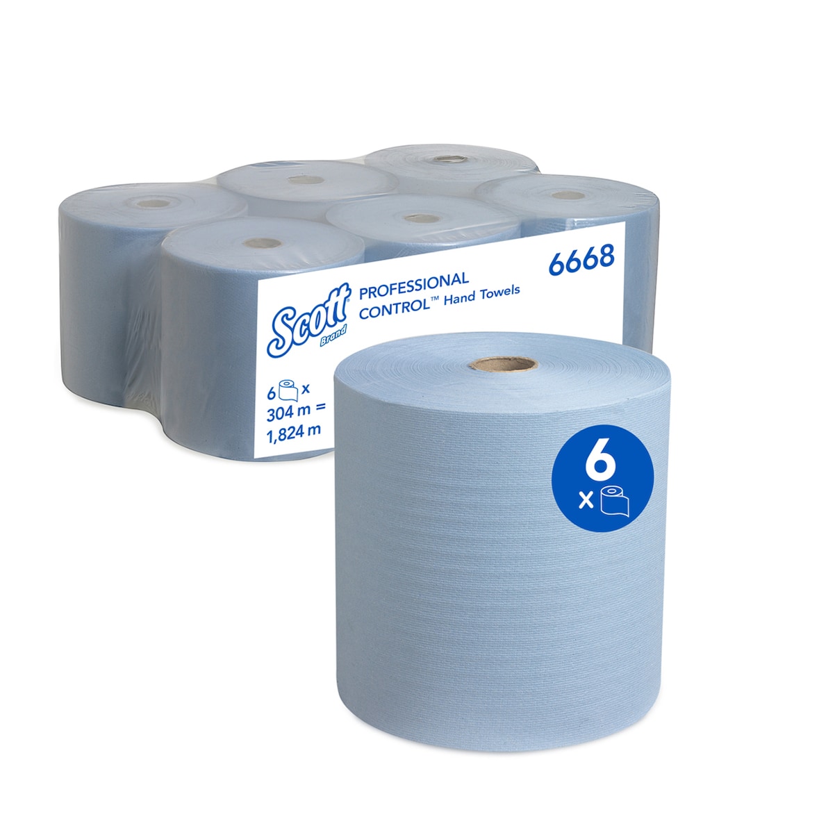 SCOTT® | Bobina toalla secamanos azul, 1 capa  6 uds.(cod.6668)