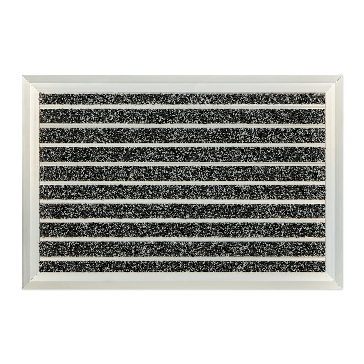 Relaxdays Fußmatte, Aluminium, 60 x 40 cm, rutschfest, Innen- & Außenbereich, wetterfester Türvorleger, silber/schwarz