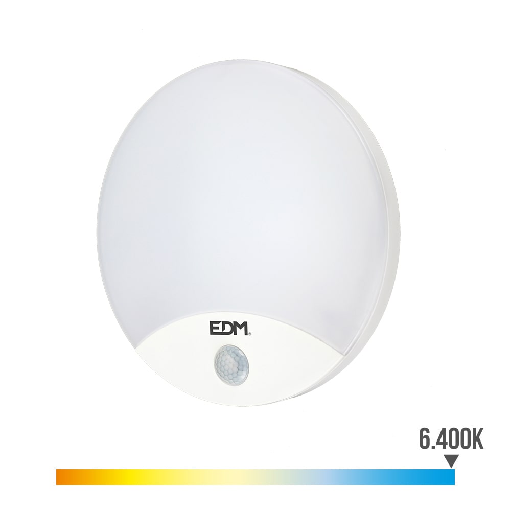Candeeiro De Parede Redondo Exterior Led 13W 1850Lm 6400K Ip44 Ø25X4,9Cm Com Sensor De Movimento Edm
