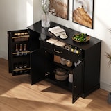 thumbnail of Sideboard Schwarz 84x107x40 cm mit 3 Türen und 1 Schublade, verstellbaren Einlegeböden, Metallgriffen, modernes skandinavisches Design