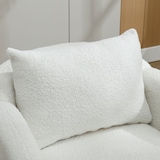 thumbnail of Merax Sessel mit Zierkissen und Massivholzbeine, Loungesessel, Einzelsessel mit Teddyplüsch, Weiß