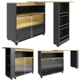 thumbnail of Bartisch 138 204x39x105 cm ausziehbar mit Stauraum und mit LED-Beleuchtung auf Rollen Schwarz MDF modern