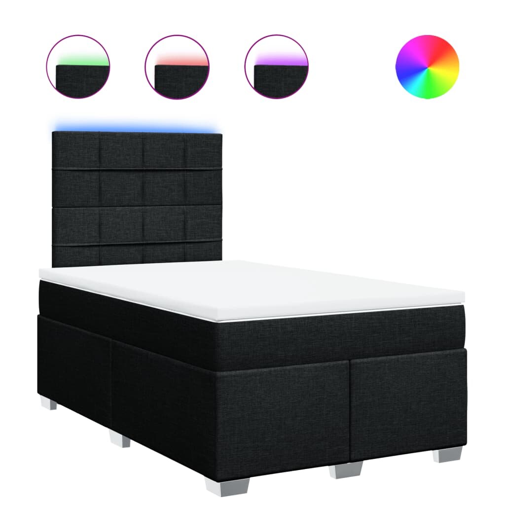 vidaXL Boxspringbett mit Matratze Schwarz 120x190 cm Stoff