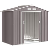 thumbnail of Outsunny caseta de jardín 213x130x185 cm cobertizo metálico de exterior para almacenamiento de herramientas con 2 puertas correderas y 4 ventanas gris