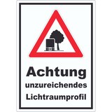 thumbnail of Aufkleber Achtung unzureichendes Lichtraumprofil A9 (37x52mm)